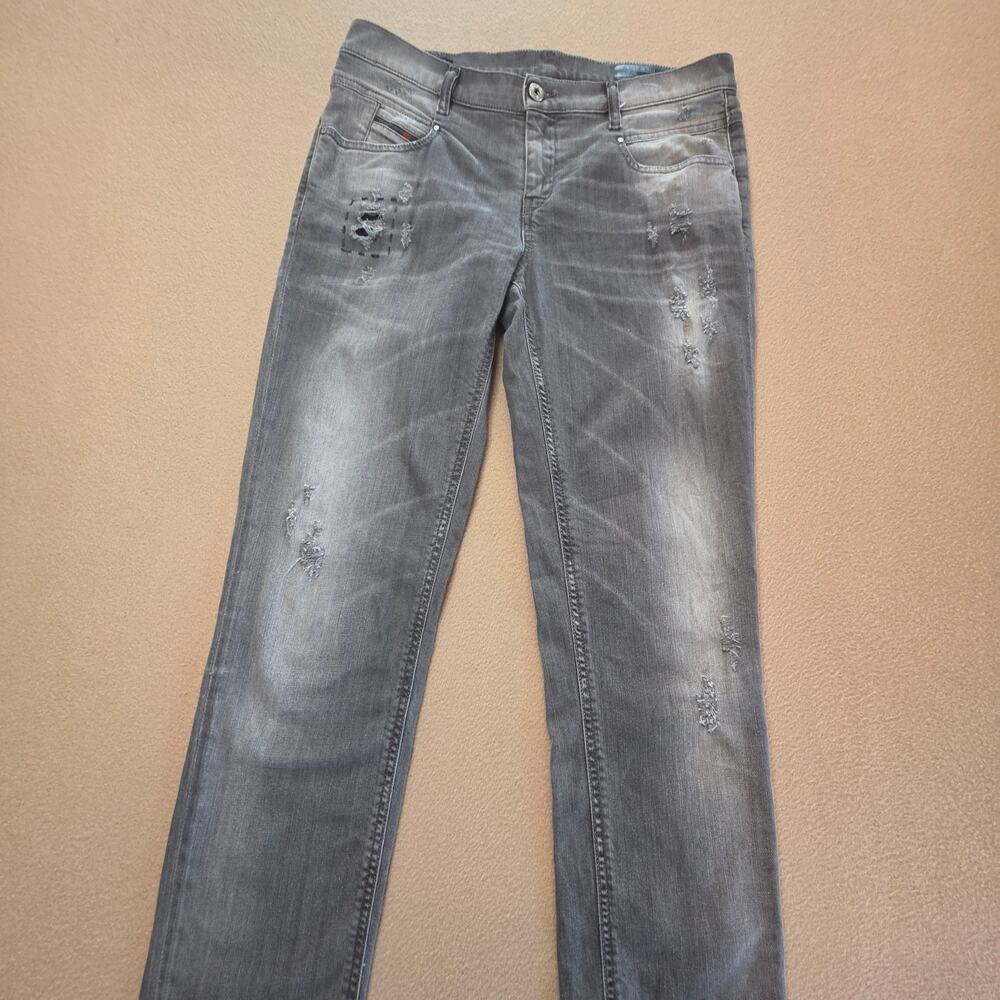 Diesel Belthy Gray Distressed Stretch Jeans Sz 27x32 DNA Low-Rise Made In Italy